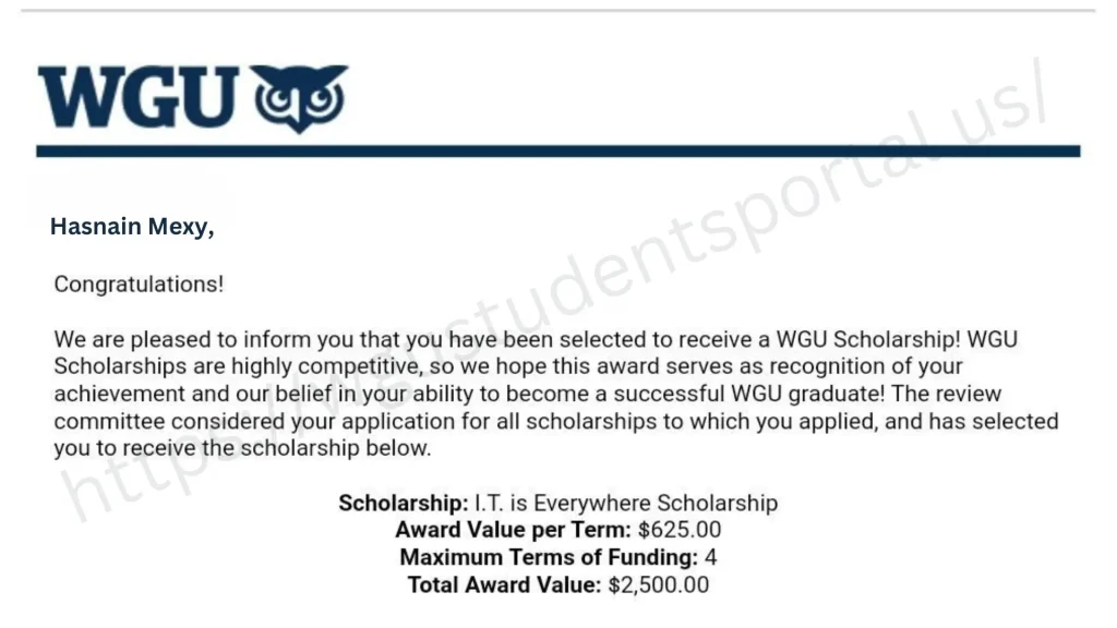 WGU Scholarship Email WGU Scholarship Email