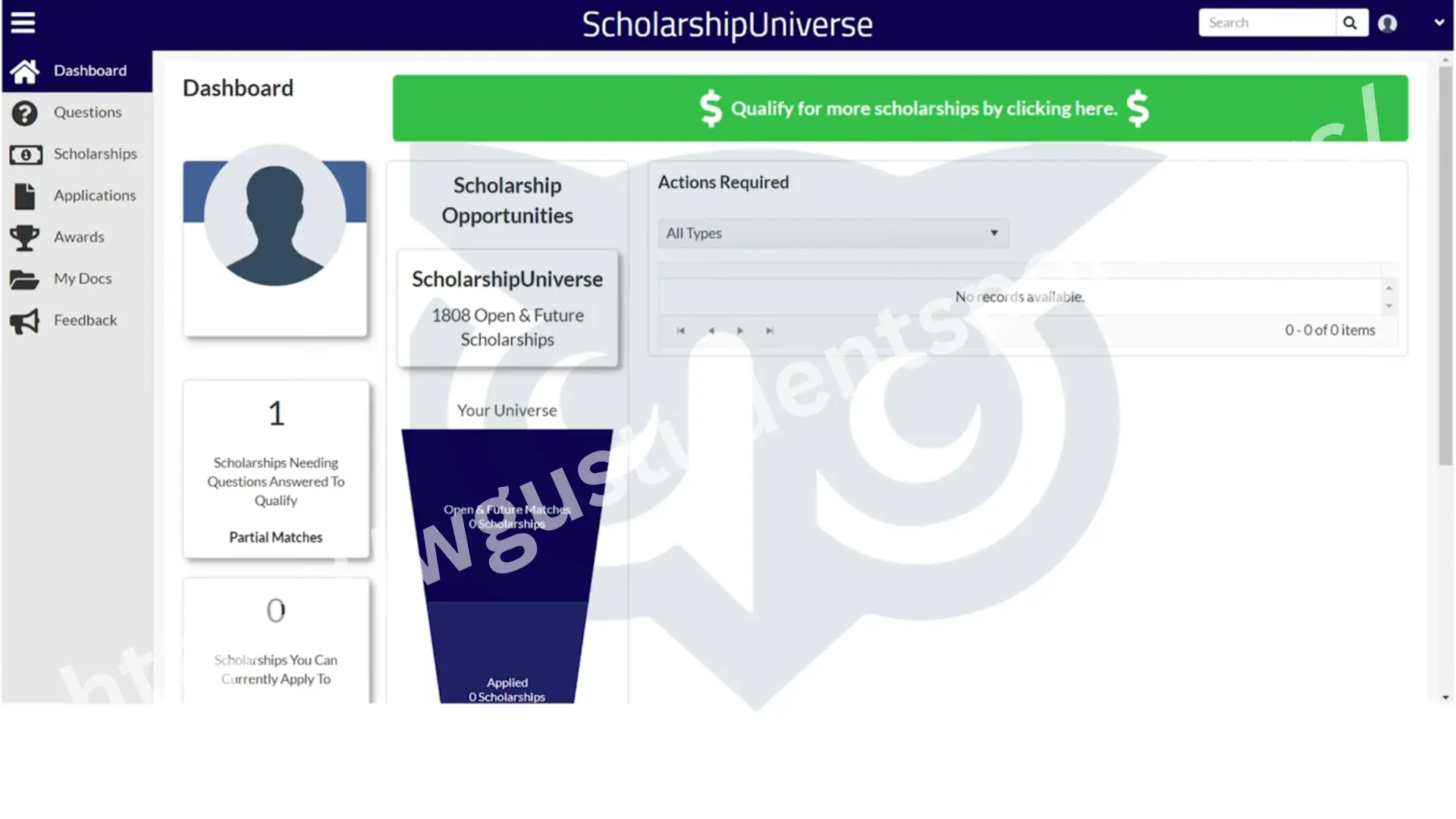 Scholorship Universe Dashboard Scholarship Universe Dashboard
